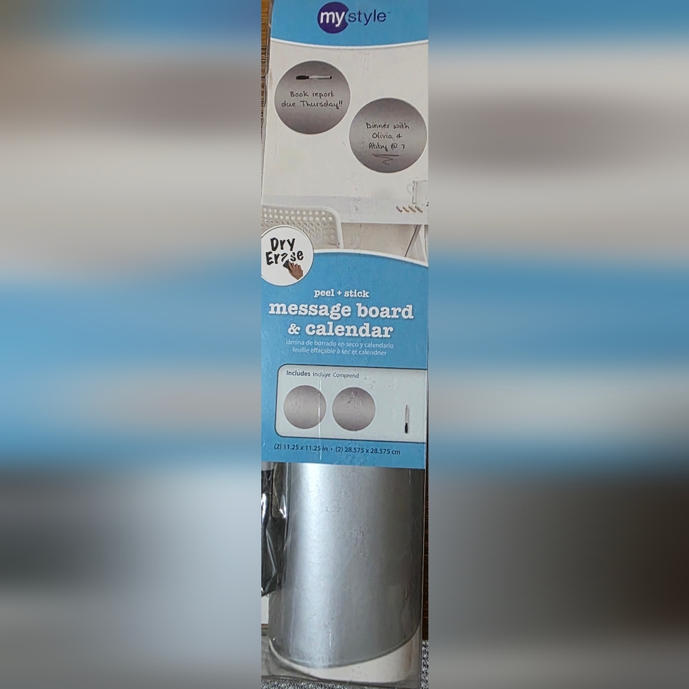 Silver Peel & Stick Message Board & Calendar